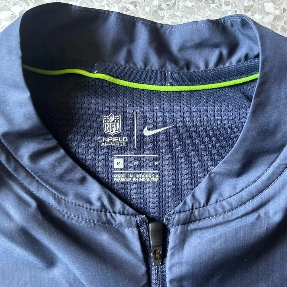 Seattle Seahawks Nike Sideline Elite Hybrid Quarter-Zip Jacket Navy Men's Medium